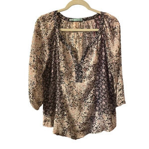 MAURICES FLORAL BOHO SPLIT NECK BLOUSE